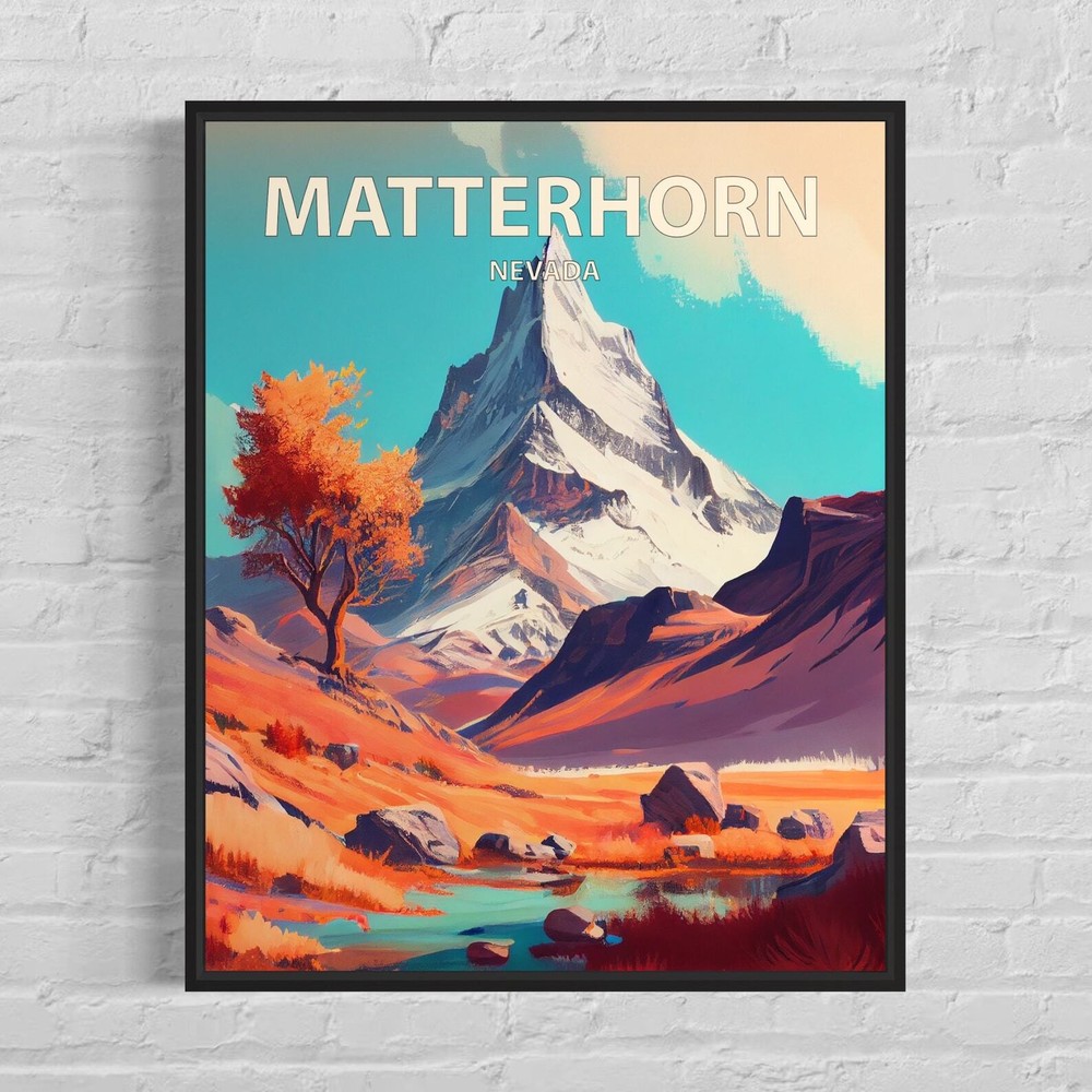 Matterhorn Nevada Retro Art Print Matterhorn Nevada Wall Art Painting