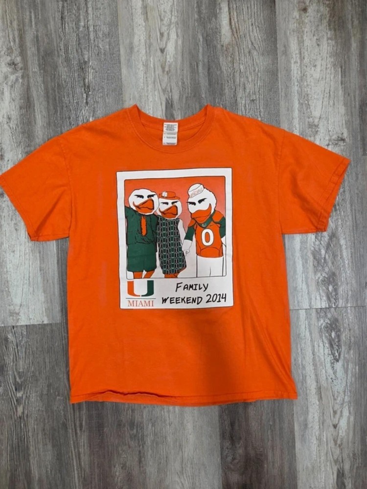 Y2K 2014 Family Weekend Miami University College Orange T-Shirt Men's L