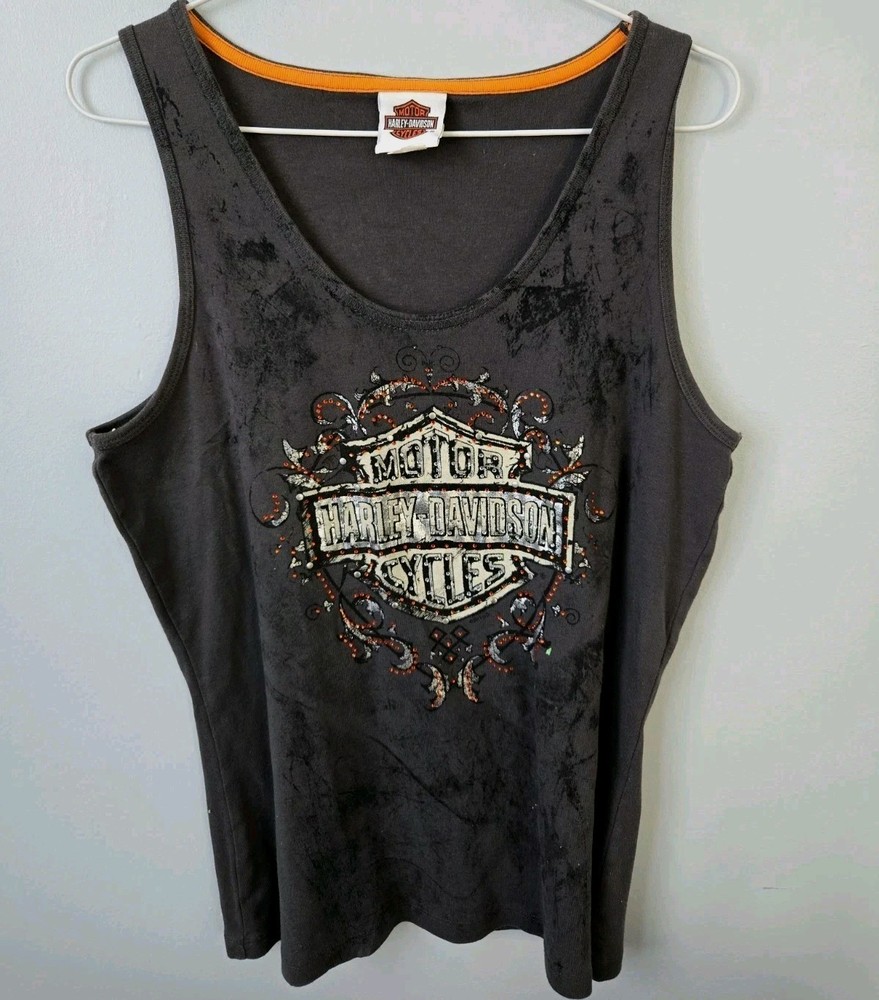 Harley Davidson Womens 2XL Tank Top Deadwood SD Bling Studded Sleeveless...