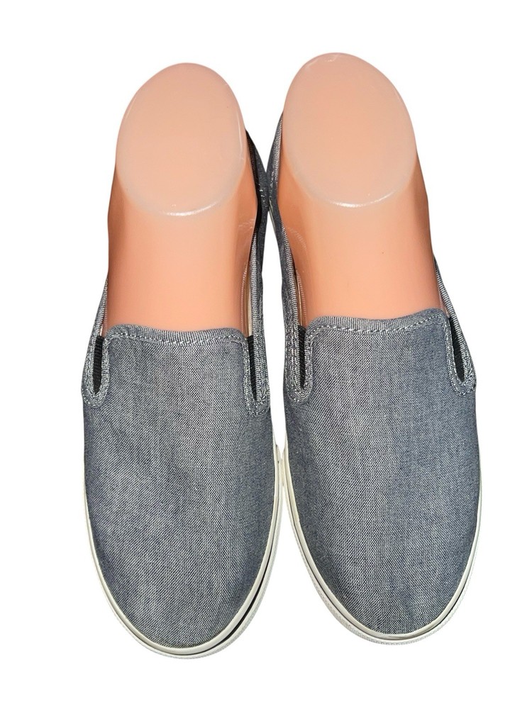 Lauren Ralph Lauren Gray Chambray Slip-On Flats Round Toe Women's Size 6.5