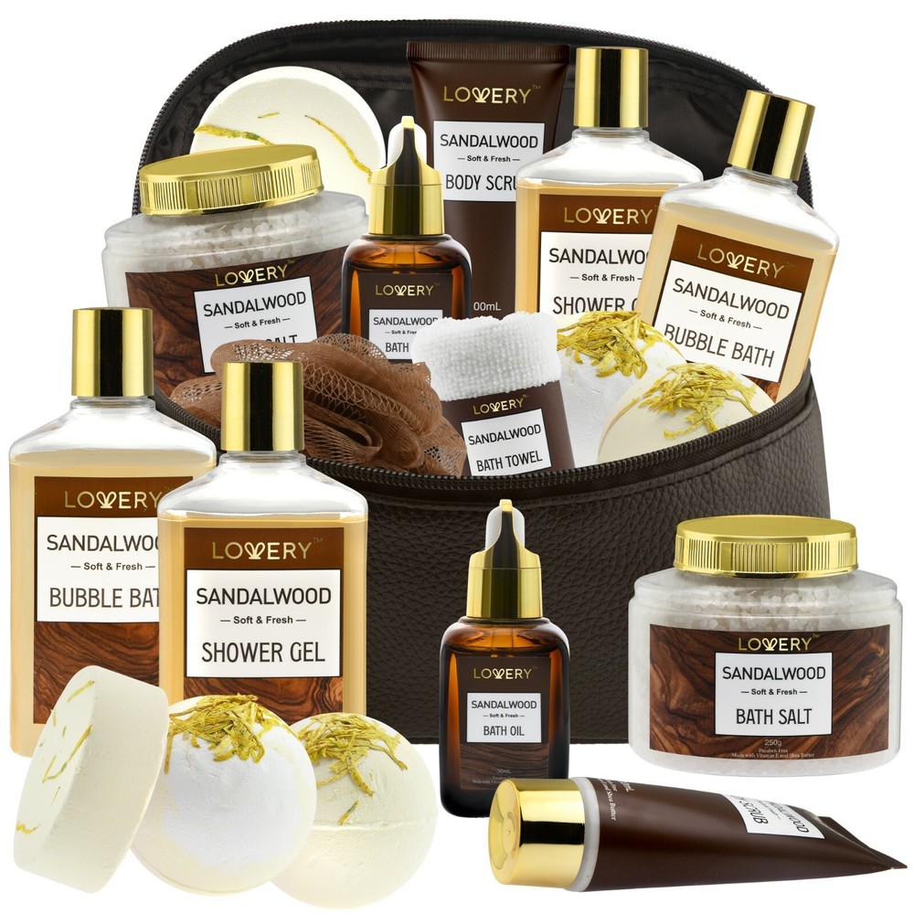Luxury Spa Kit for Men - Sandalwood Bath Gift Set- Personal Self Care Kit
