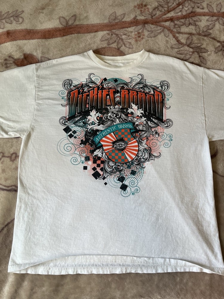 Dickies Men's XL White Cotton Short Sleeve Graphic Crew Neck T-Shirt