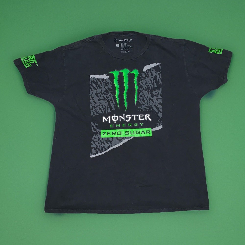 Monster Energy Zero Sugar Black Graphic T-Shirt Mens XL Short Sleeve Cotton