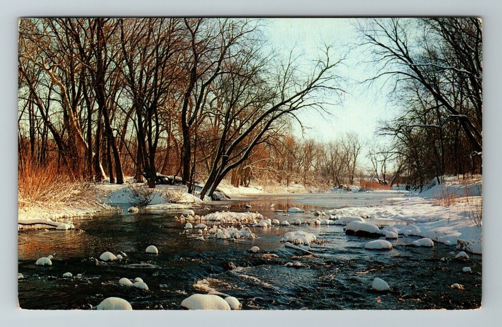 Mancelona MI-Michigan, Scenic Greetings, Snow On Water, Vintage Postcard
