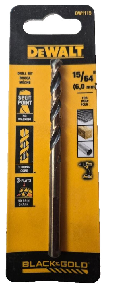 3 pieces of Dewalt Black & Gold 15/64