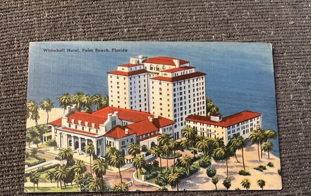 Vintage Linen Postcard Palm Beach, Florida~ The Whitehall Hotel