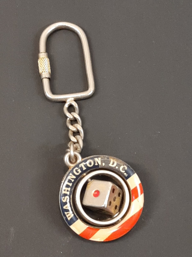 Vintage Washington DC Spinning Dice Die Travel United States Capitol Keychain