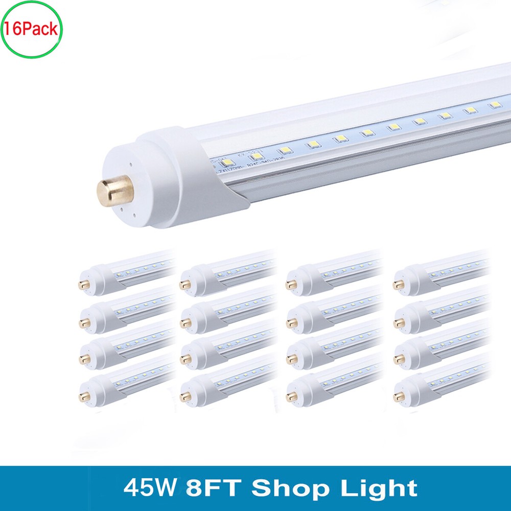 16-Pack 45W 8FT T8 Single Pin LED Shop Light Bulbs FA8 Tube