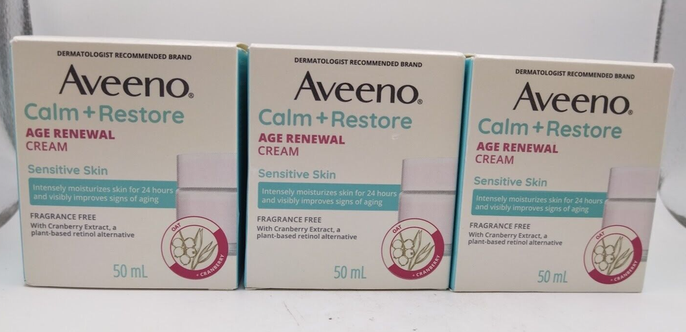 Aveeno Calm Restore Age Renewal Cream 50ml Pack of 3 New Sealed