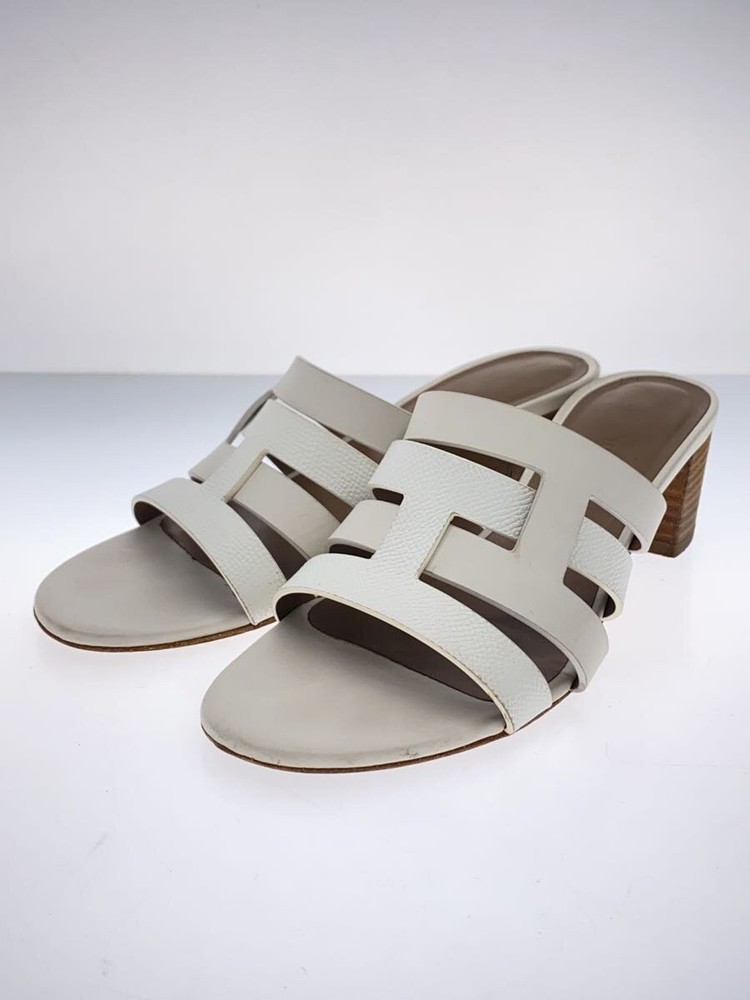 Authentic HERMES Amica White Leather Sandals 5cm Heel EU 36 Preowned