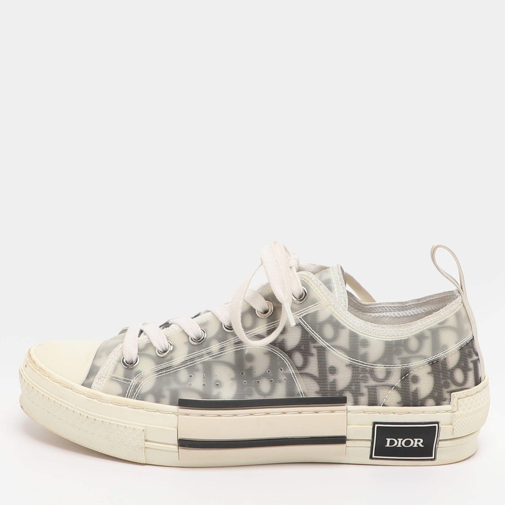 Dior B23 Size 38.5 Grey Mesh and PVC Low Top Sneakers