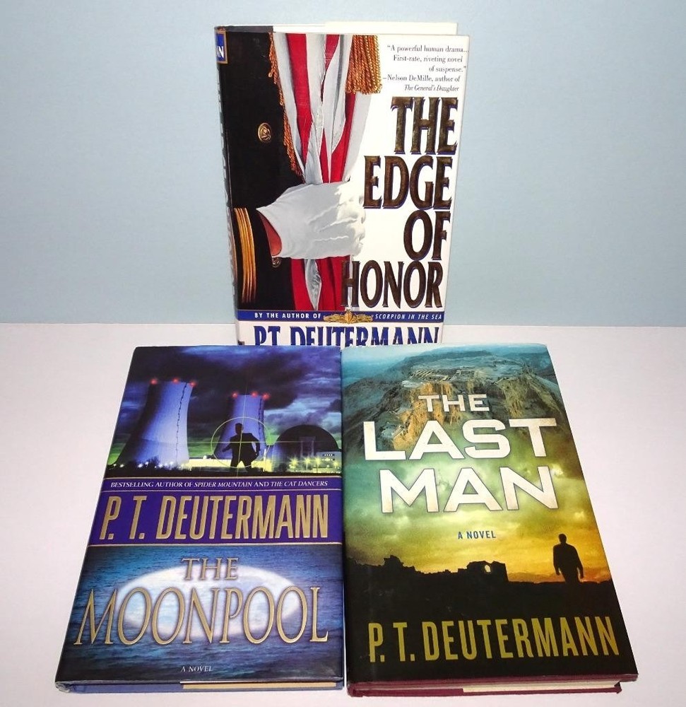Lot of 3 P.T. Deutermann Thrillers The Edge of Honor  Last Man Moonpool HCs