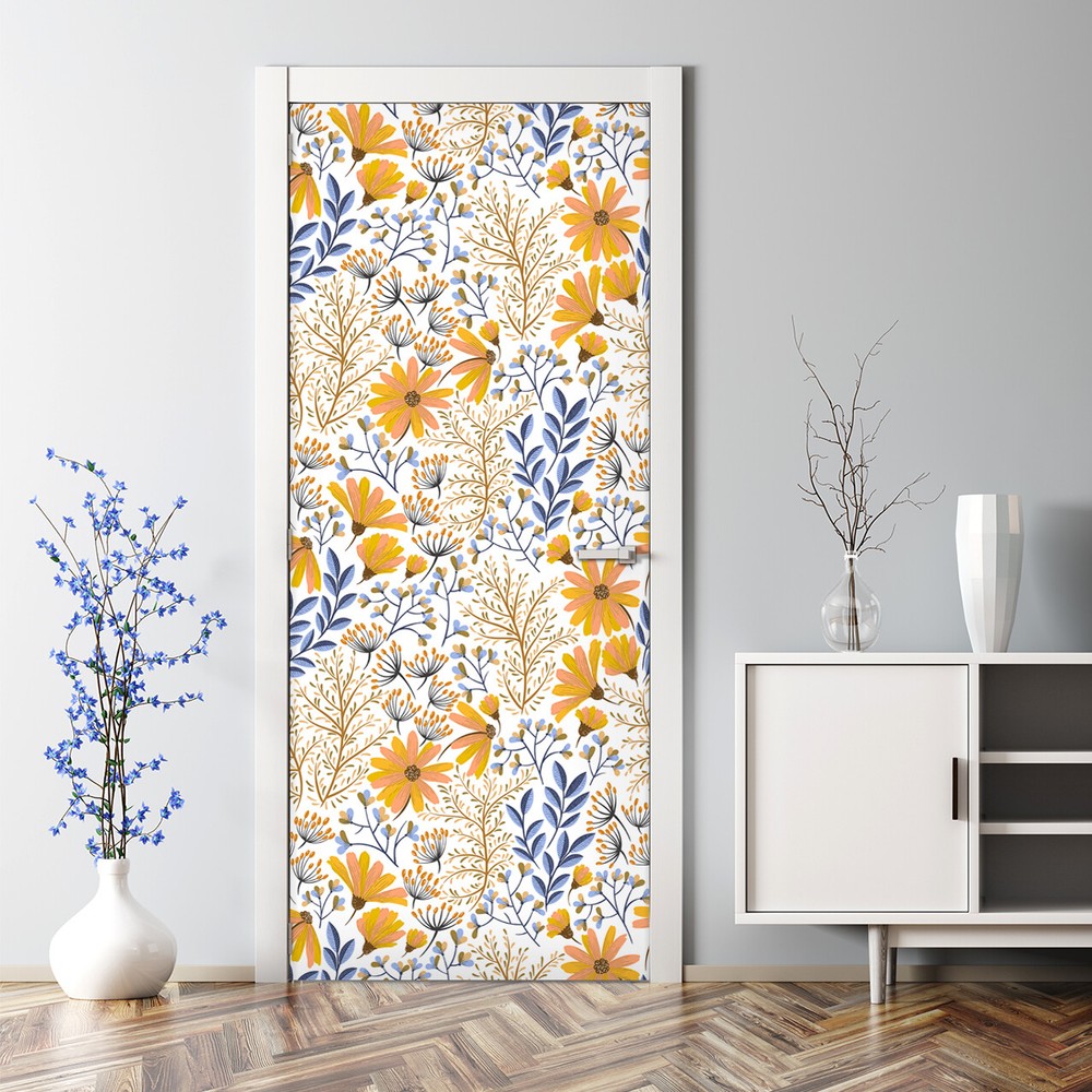 Bohemian Floral Adhesive Bubble Free Door sticker Decal Home Decor Decal