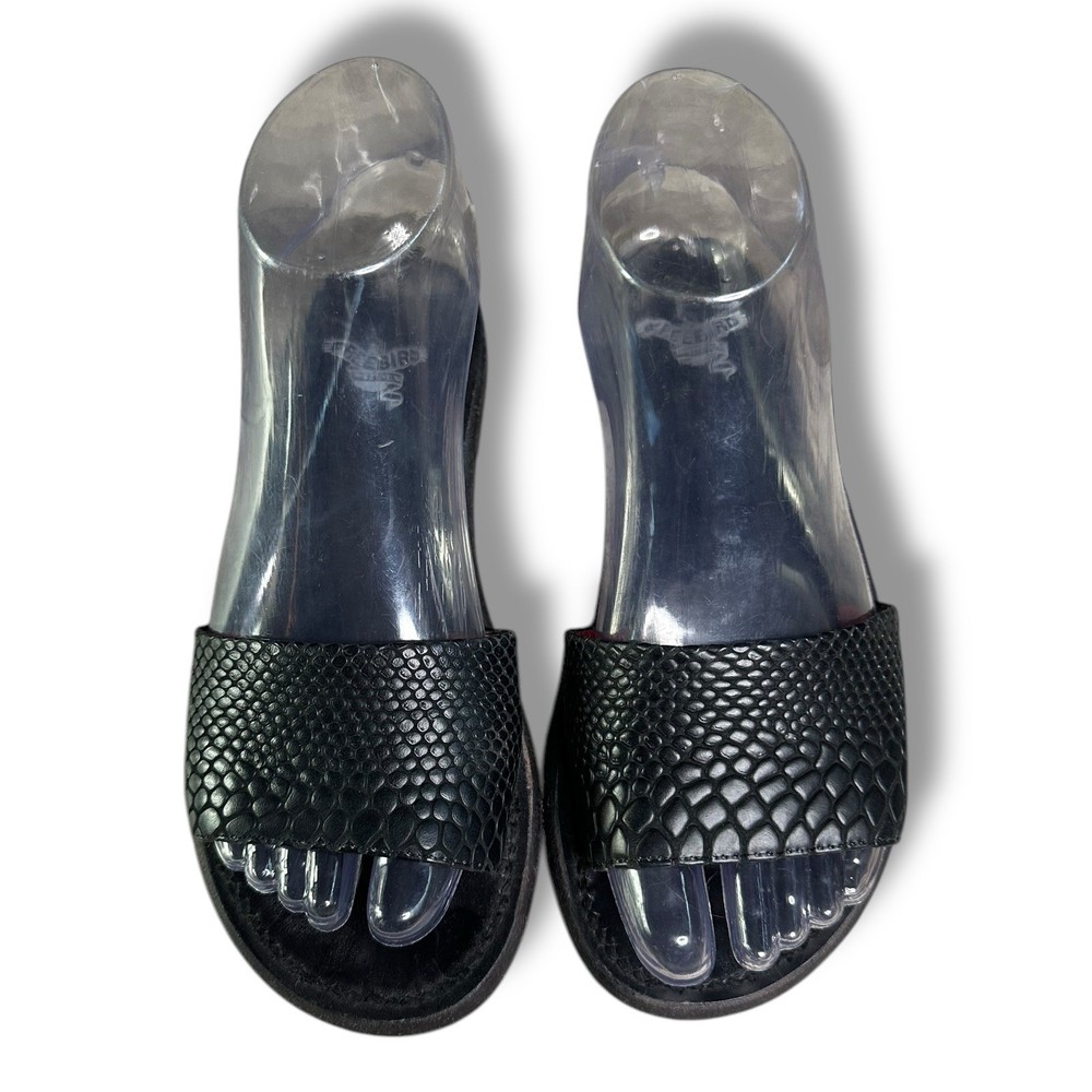 Freebird Women's Leather “Golden” Slip On Sandals Size 6 Black Snake