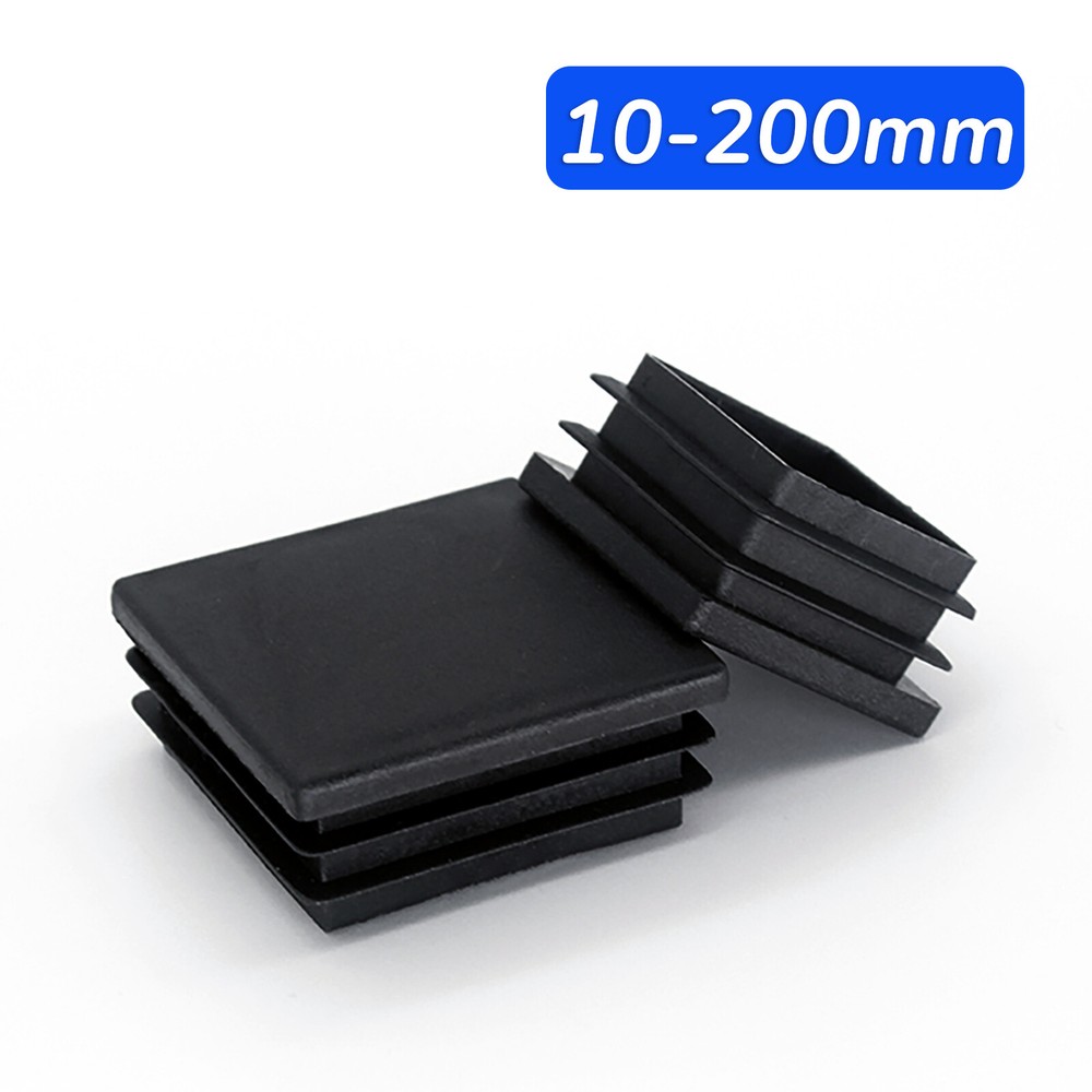 Square Plastic End Caps For Tubing Blanking Plugs Inserts Furniture Feet Black