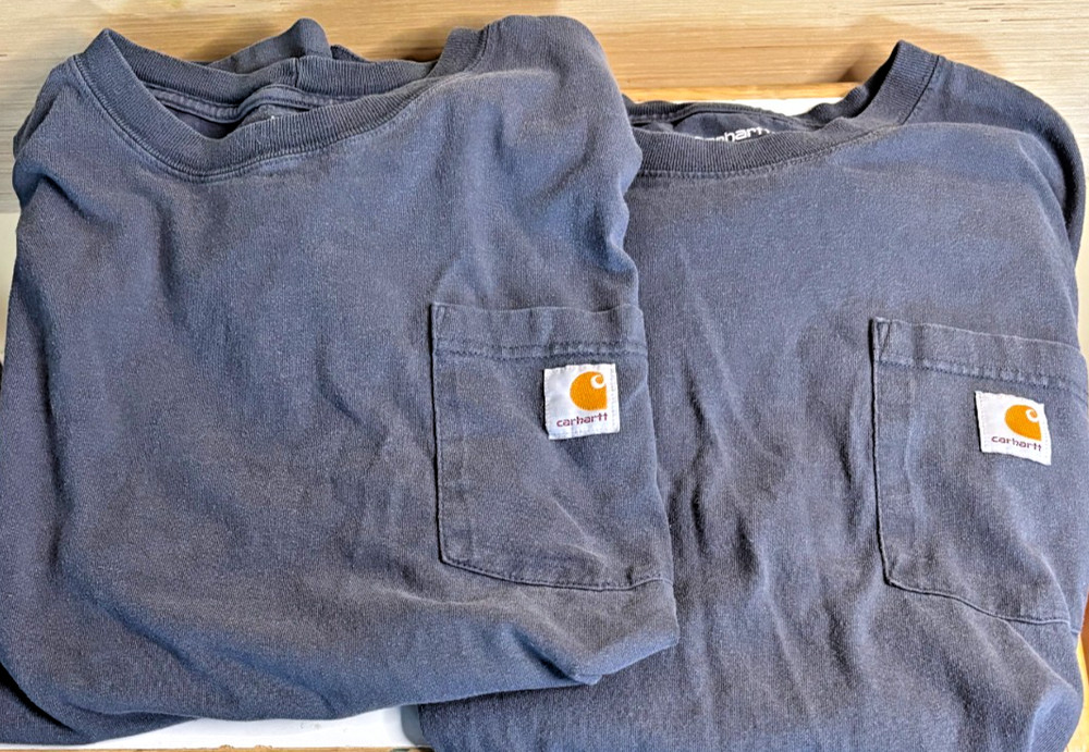 Carhartt Men's  Gray Workwear Short Sleeve T-shirt POCKET TEE SIZE LARGE LOT 2