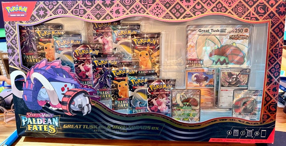 Pokemon Paldean Fates Great Tusk ex & Iron Treads ex Premium Collection NEW SEAL