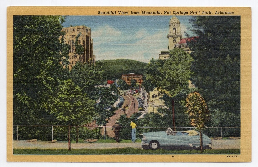 1940s? Linen - Beautiful View from Mountain - Hot Springs Nat'l Park, Arkansas