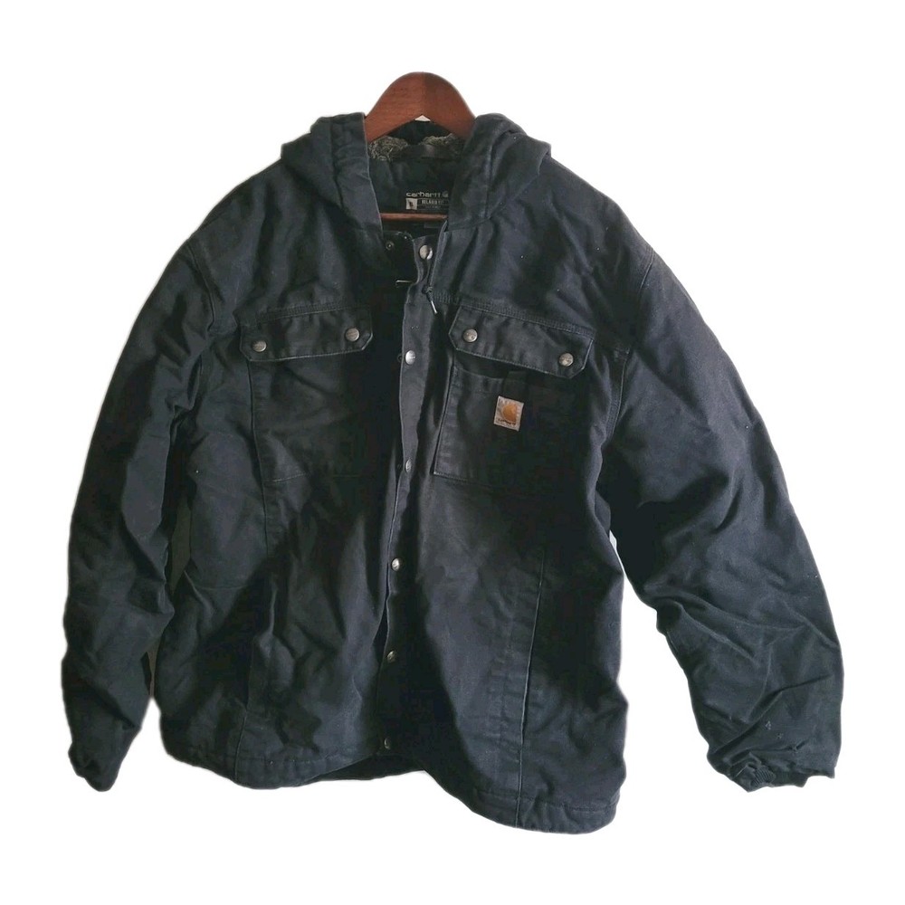 Carhartt Relax Fit Washed Duck Sherpa Jacket Mens XL Black