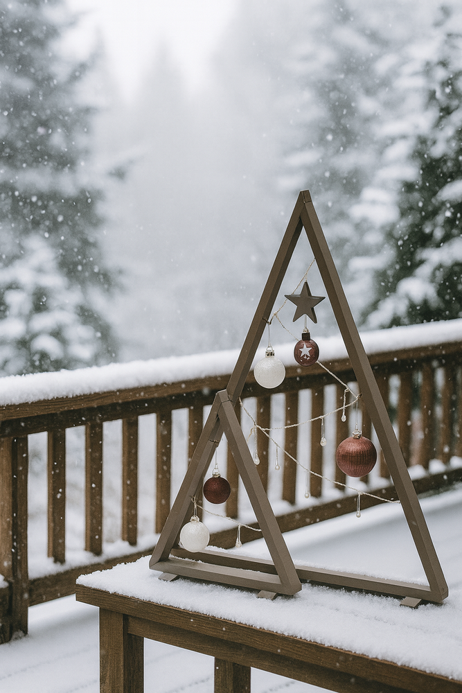 Set of 2 Wooden Christmas Trees 100×70 & 50×35 Solid Pine Handmade Holiday Decor