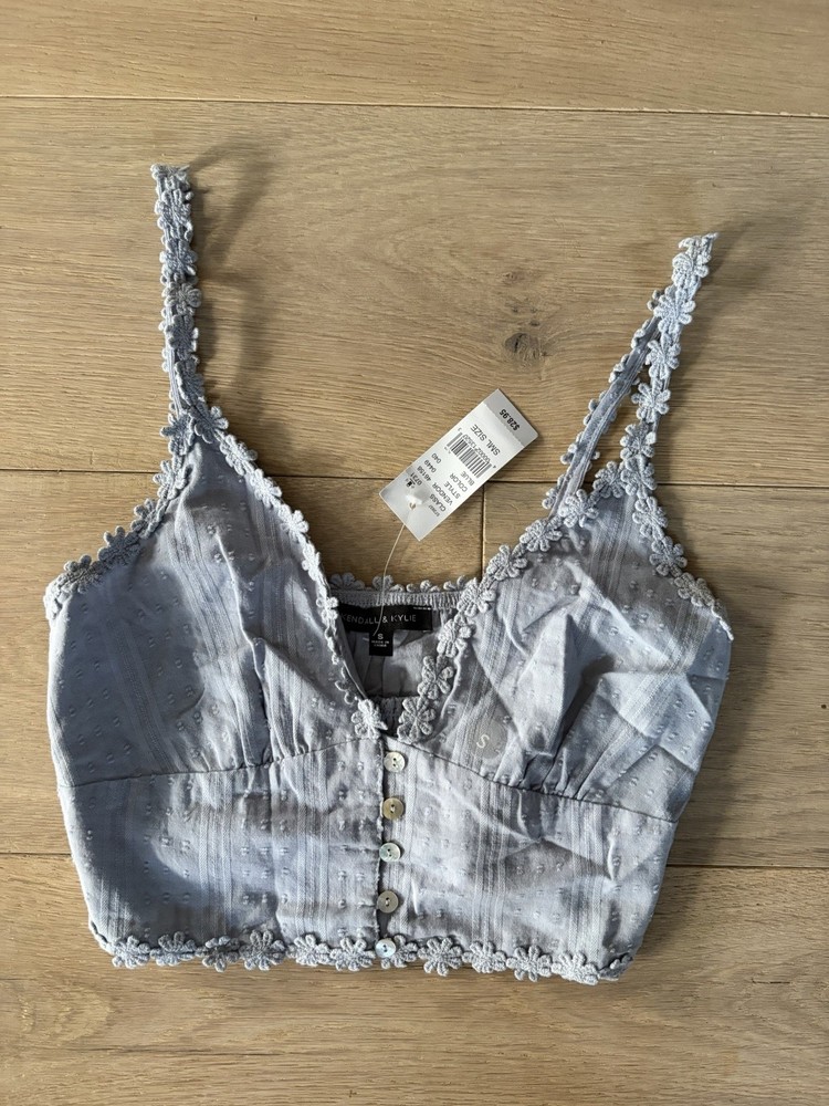 Kendall & Kylie pacsun floral embroidered boho crop top festival - small NWT