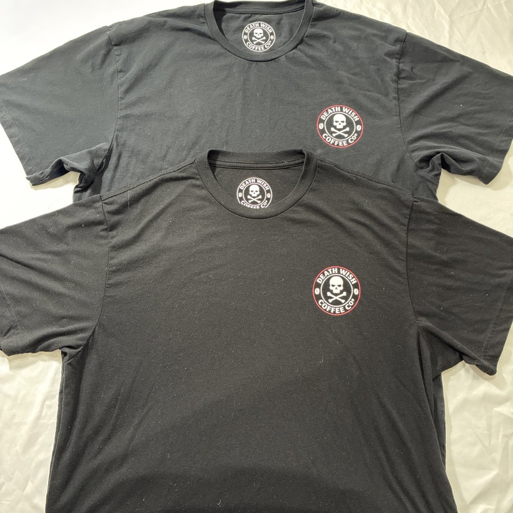Death Wish Coffee Co T-Shirt Mens Size 2XL Large DWC Skull Lot Of 2