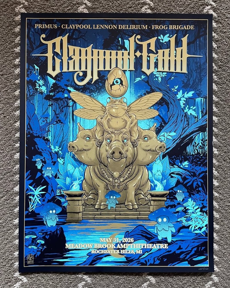 Claypool Gold Music Tour Poster Psychedelic Rock Art Print Wall Decor Gift