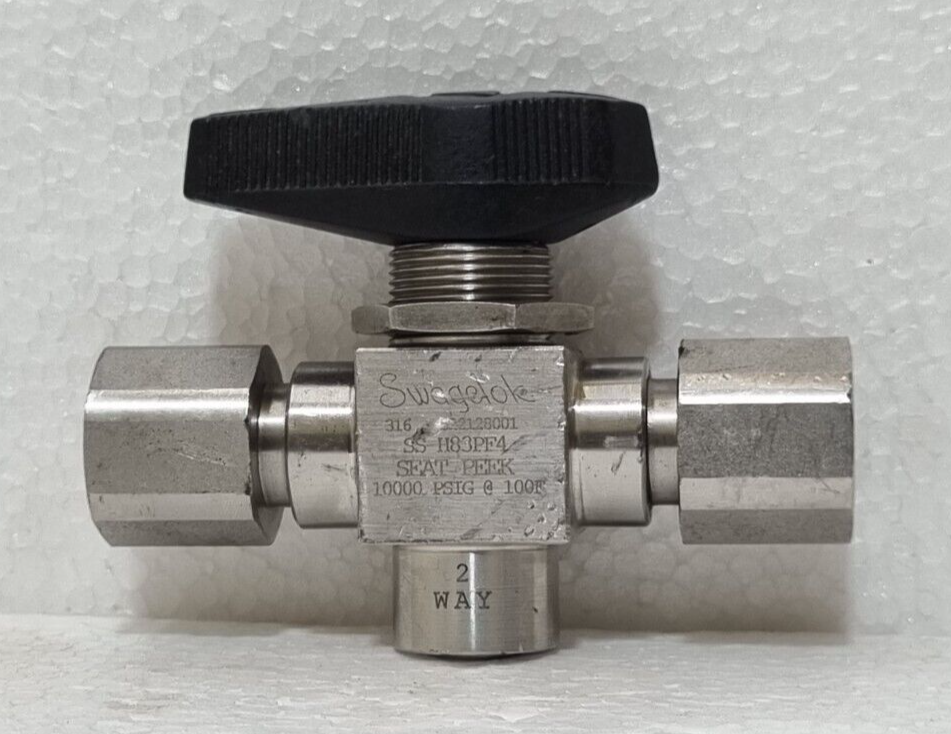 SWAGELOK SS-H83PF4, 3-PIECE HIGH PRESSURE BALL VALVE, PEEK SEATS, 1/4