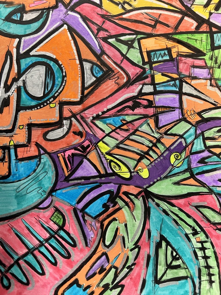 Graffiti Psychedelic Painting Cubism Modern Art Expressionism Original Decore