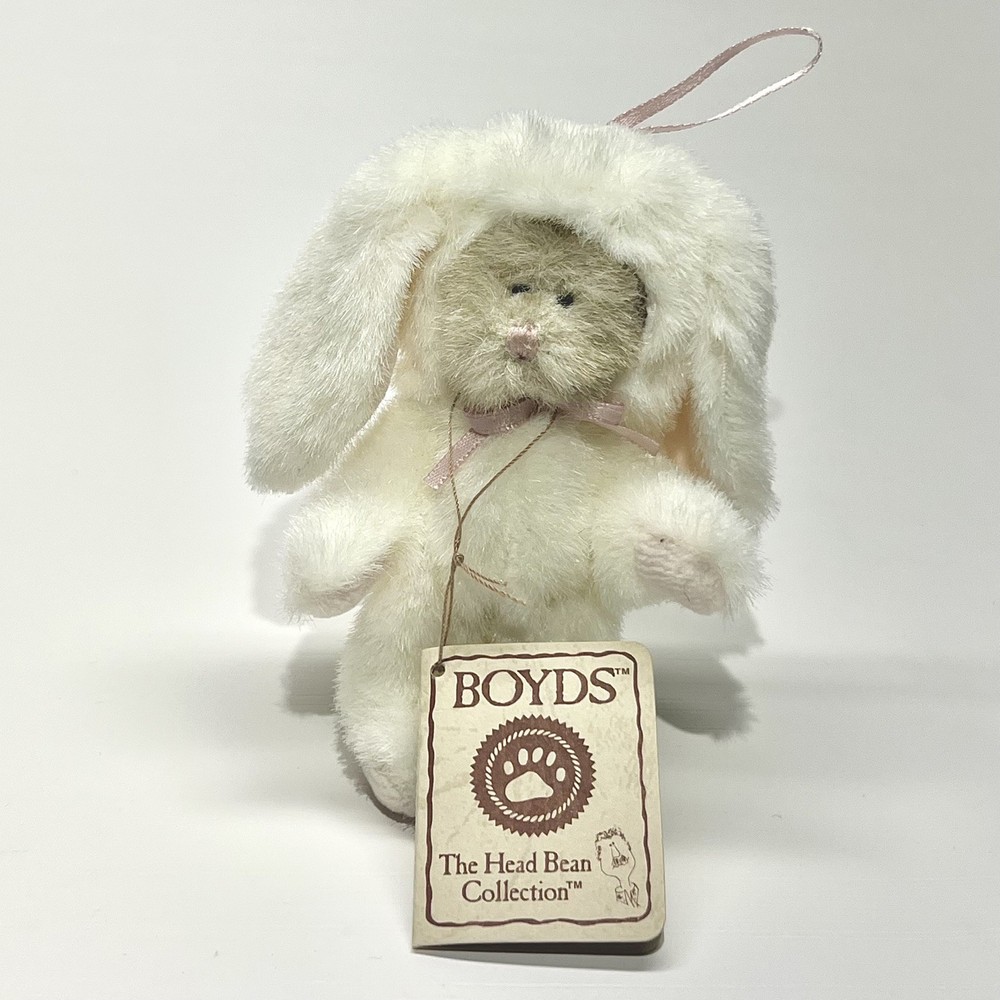 Boyds Bear Head Bean Collection Plush Bunny Bitsey Nibblekins Purse Charm 2002