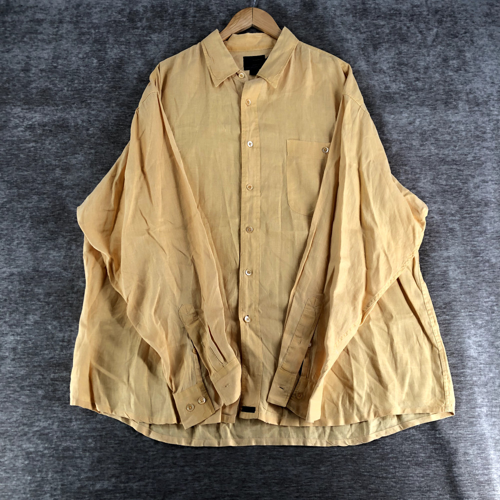 Tommy Bahama Indigo Palms 100% Linen Men's XL L/S Button Down Shirt Yellow