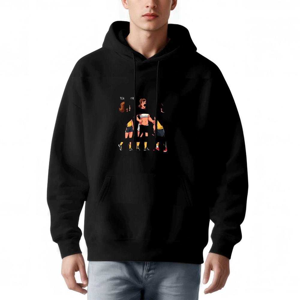 Men's Loose Fit Hoodie with Cartoon Design: - wielding character vibrant colors