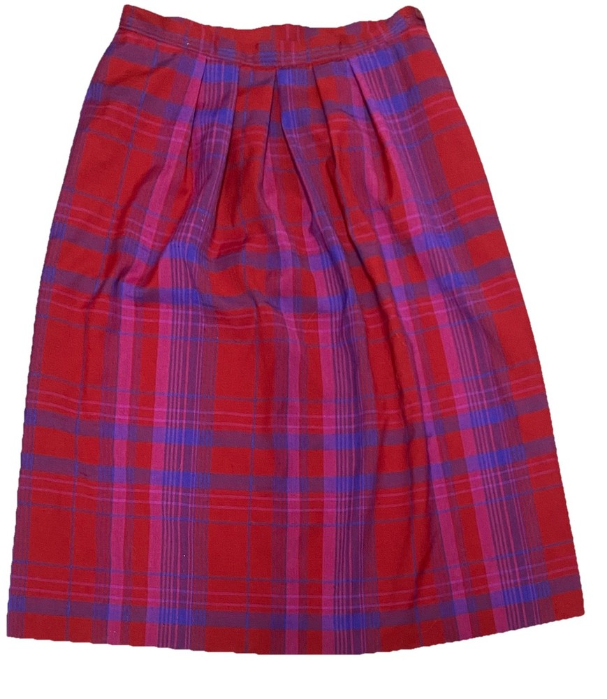 Vintage Pendleton Red Plaid Wool Skirt Size 14 Lined Made USA