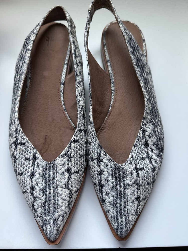 Frye Snakeskin Slingback Flats Pointed Toe Leather Shoes Women’s 8M