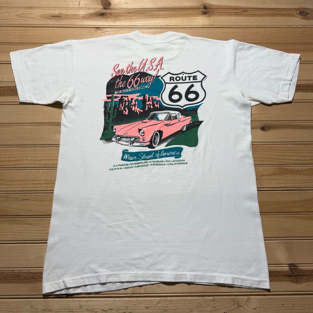 Vintage 90s Route 66 Main Street of America Single Stitch Graphic T-Shirt Large
