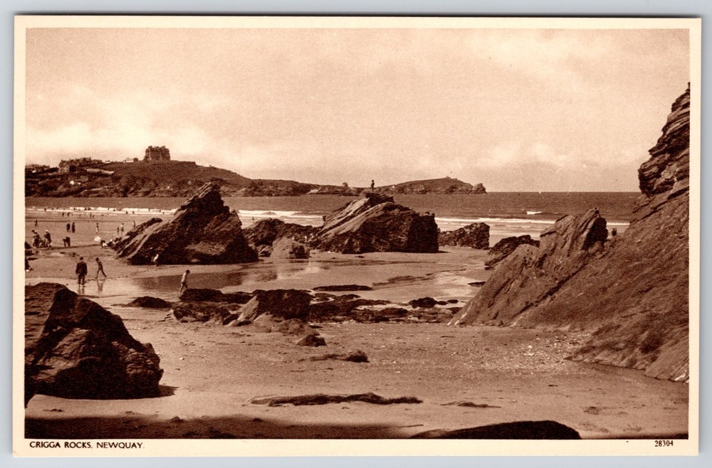 England UK Newquay Cornwall Crigga Rocks and Coast Postcard