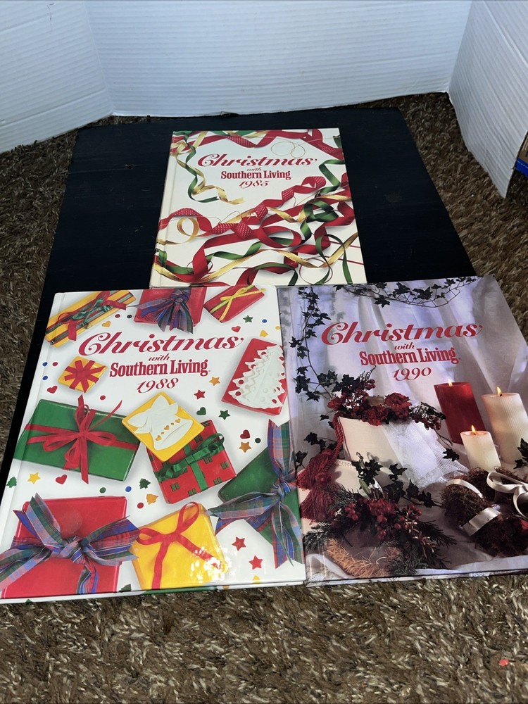 Lot of 3 Christmas with Southern Living Books 1985, 1988 and 1990 Vintage VG