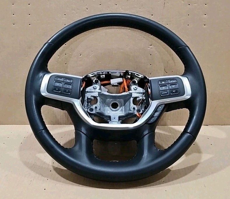 2019-2024 RAM 1500 2500 3500 OEM BLACK LEATHER STEERING WHEEL ASSY 6NK872X7AE