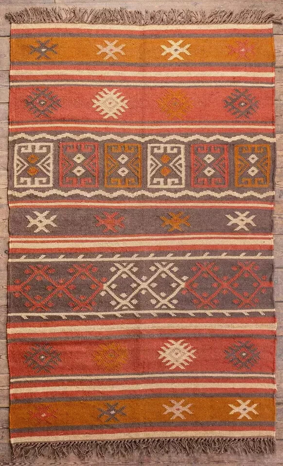Kilim Rug Natural Handwoven Wool Jute Rug Carpet Teraditional Kilim Vintage Rug