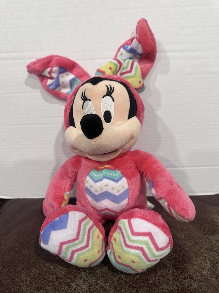 Disney Store Minnie Mouse Easter Bunny Outfit Egg Pink Ears Soft Toy Plush 2017