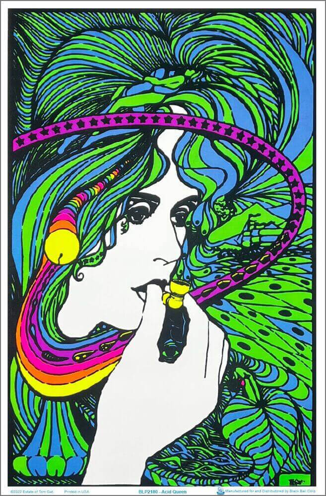 Acid Queen by Tom Gatz Flocked Blacklight Poster - 23