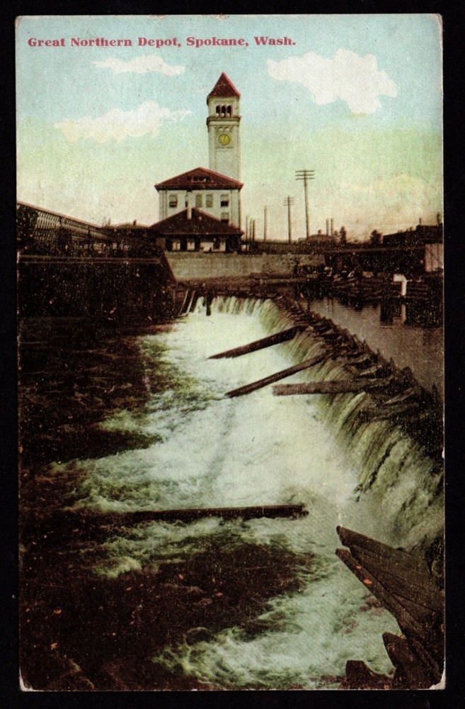 GREAT NORTHERN RAILROAD DEPOT Spokane Washington 1911  Divided back postcard