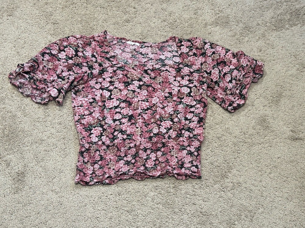 Maurices Womens Shirt Size Large Multicolor Floral Print Stretch Casual