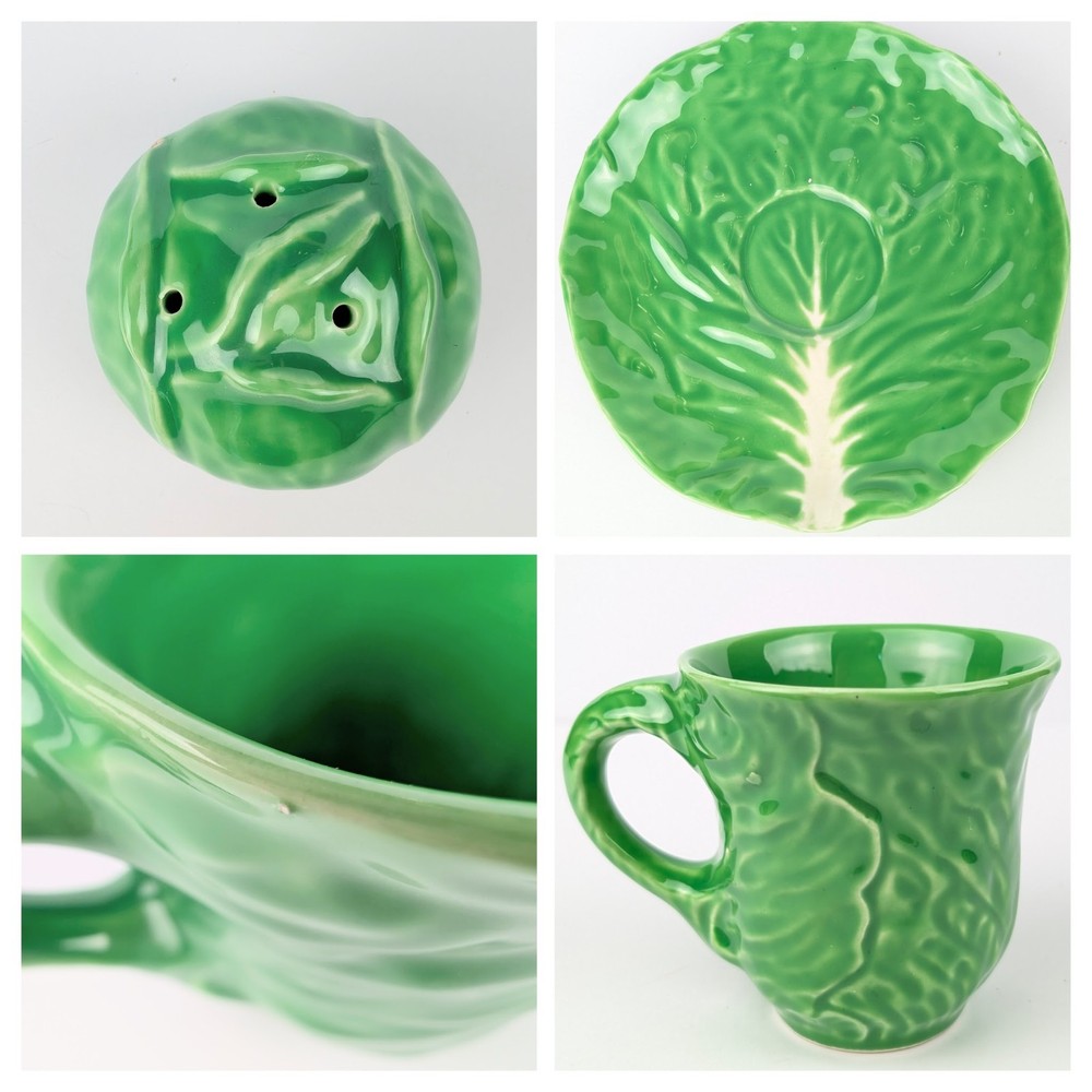 AMM Italy Cabbage Leaf Vintage Pottery -Pick Your Piece- Green Lettuce Majolica