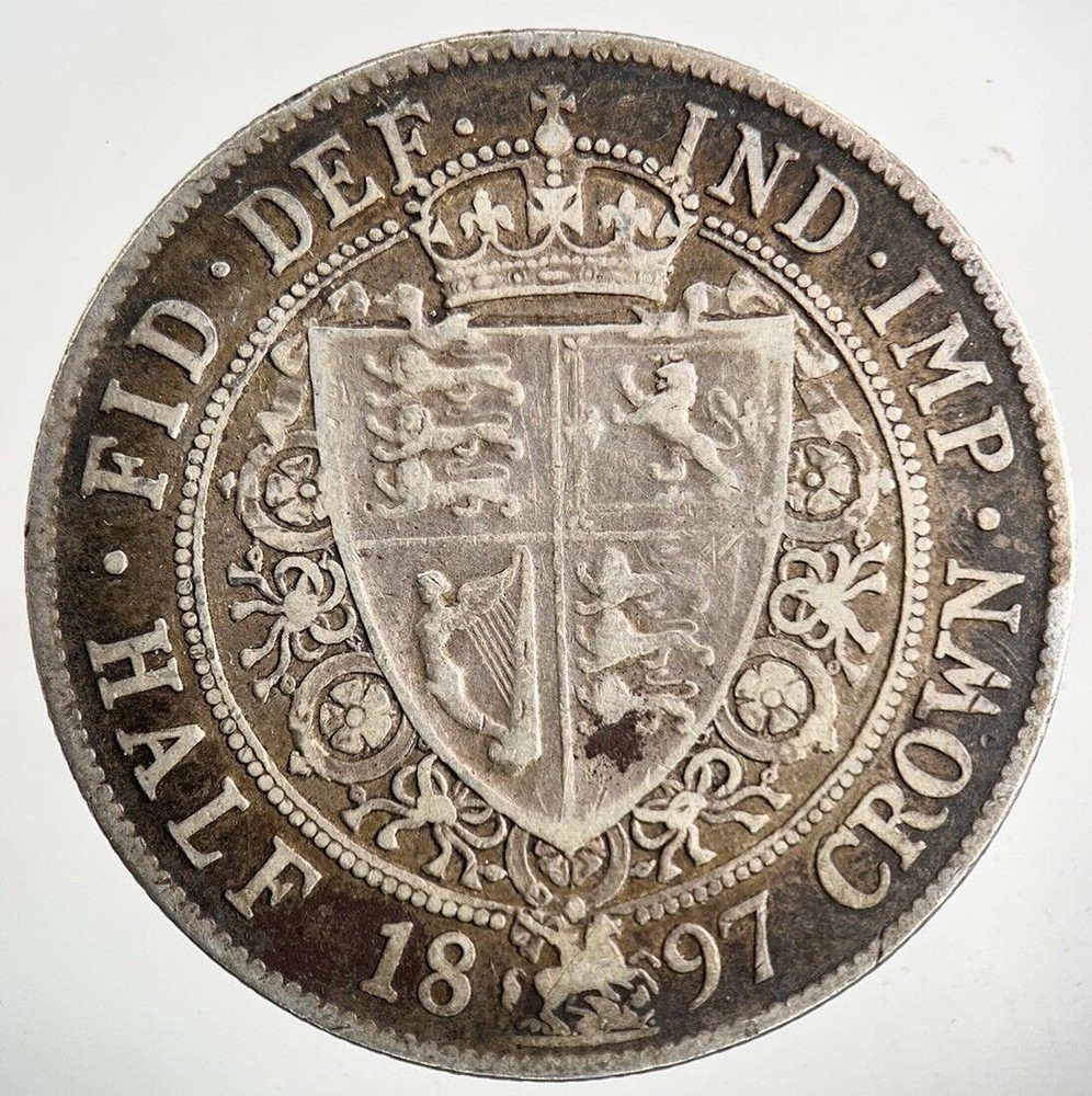1897 Victoria Half-Crown Silver Coin in Fine Collectible Condition
