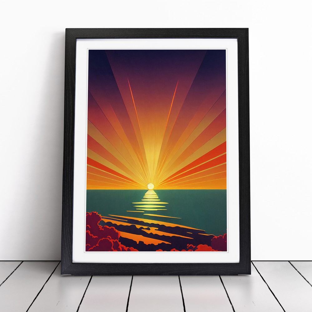 Fearless Abstract Ocean Sunset Wall Art Print Framed Canvas Picture Poster Decor
