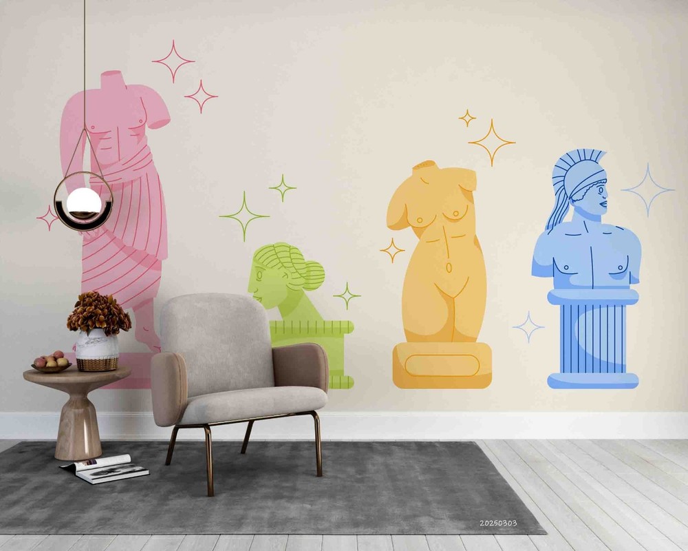 3D Hand Drawn Greece Statue Wall Murals Wallpaper Murals Wall Sticker 6