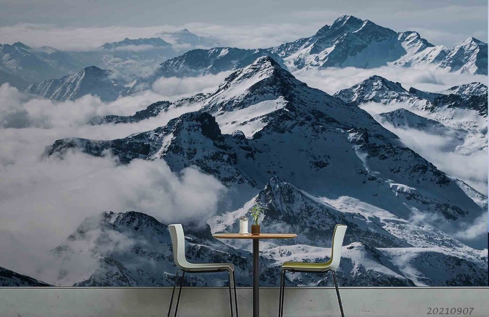 3D Sky Fog Mountains Scenery Wall Murals Wallpaper Murals Wall Sticker