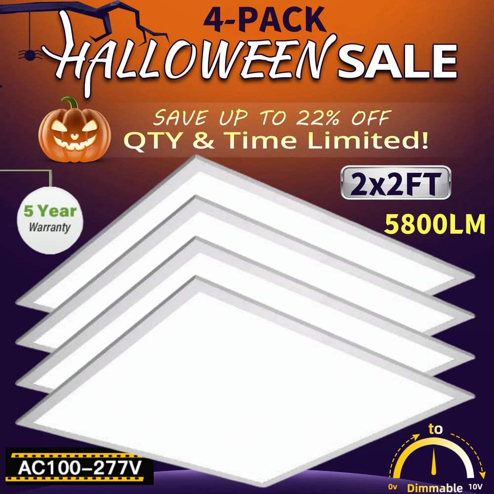 2x2 LED Flat Panel Light 4 Pack, 45W 5800LM 2x2 FT LED Light Drop Ceiling, 5000K