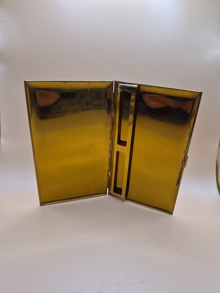 Vintage Brass Cigarette Case Mid Century Slim Holder